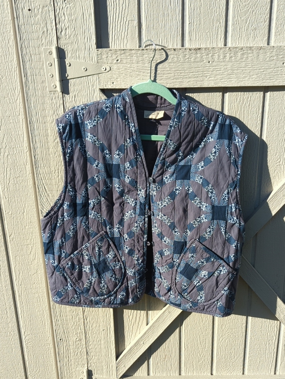Universal Thread Quilted Blue & Navy Patterned Vest OOAK